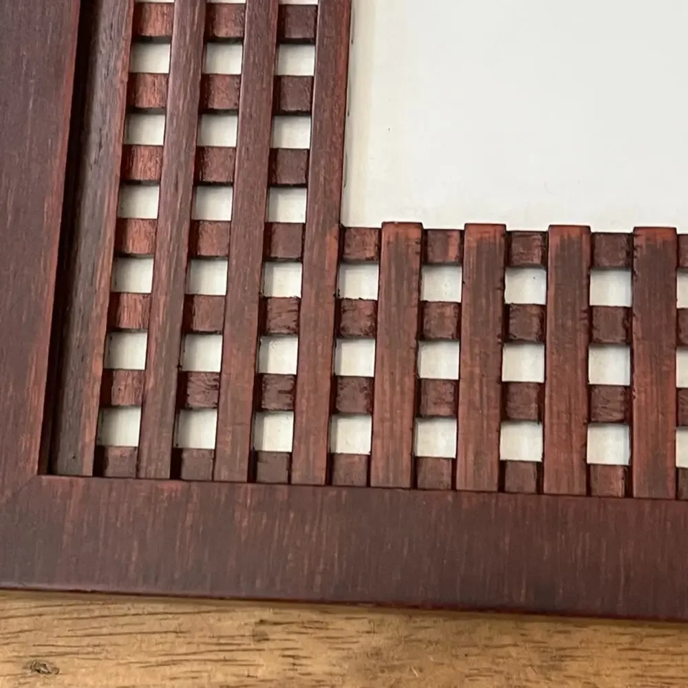 Decorative Picture Frame 4.5 x 6.5 in Dark Brown Grid Patterned Frame Standing